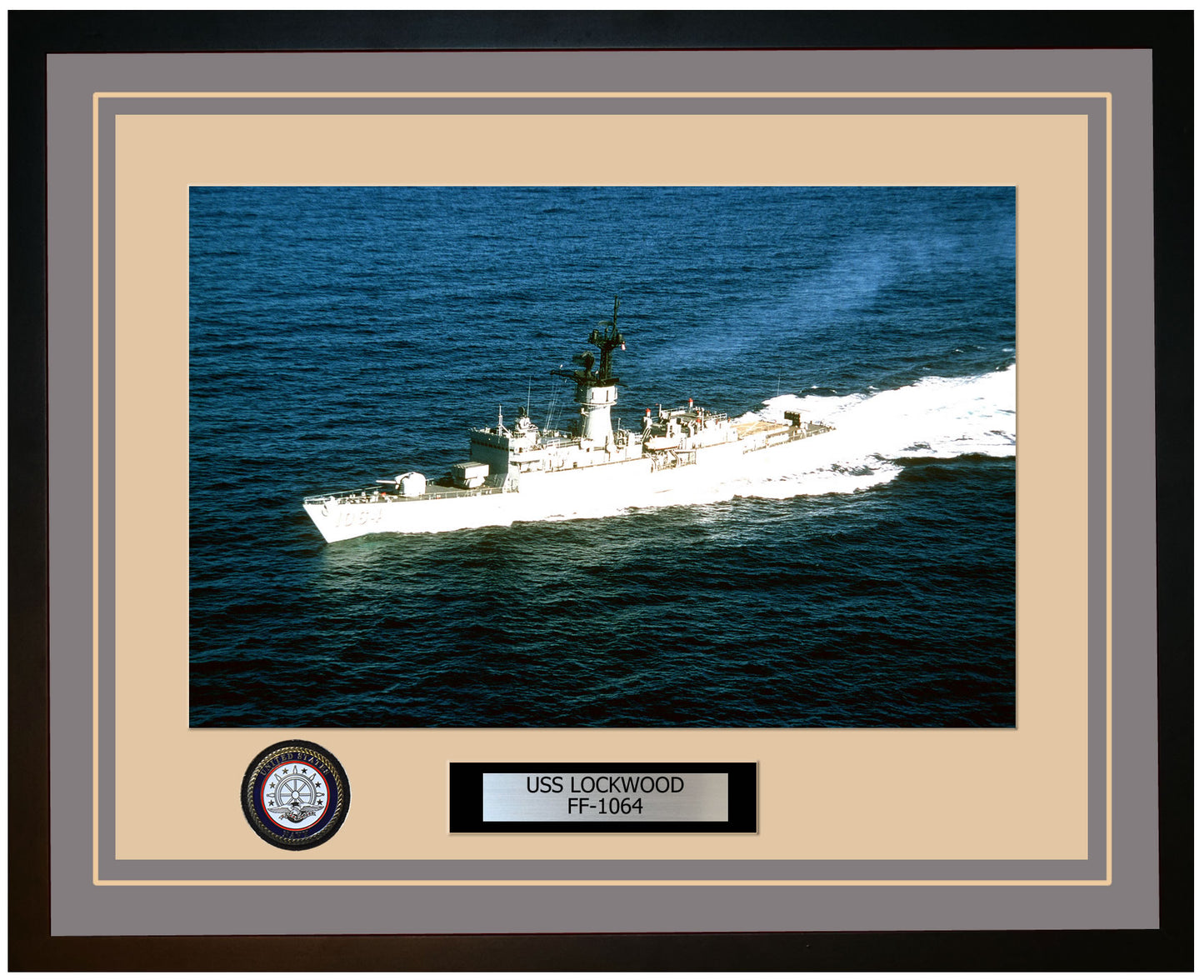 USS LOCKWOOD FF-1064 Framed Navy Ship Photo Grey