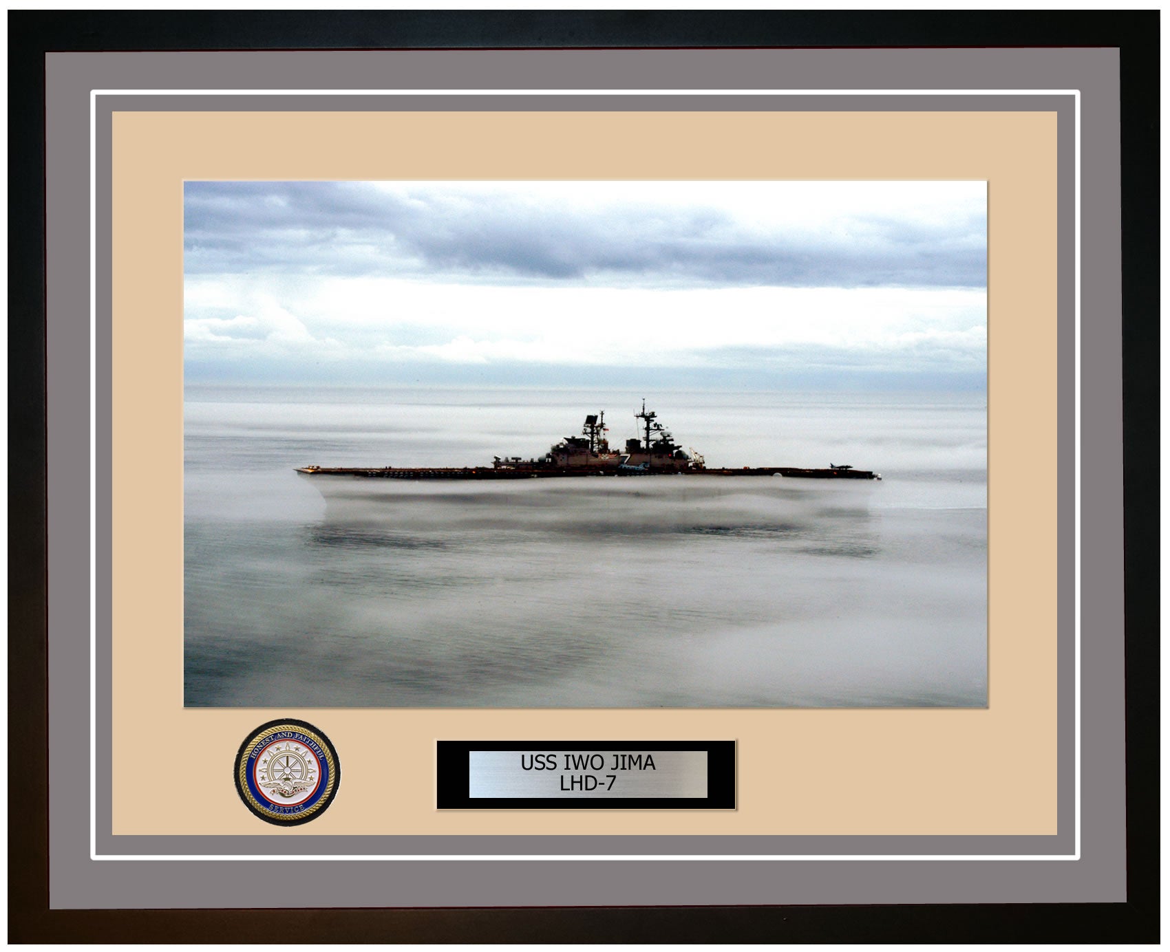 USS Iwo Jima LHD-7 Framed Navy Ship Photo Grey