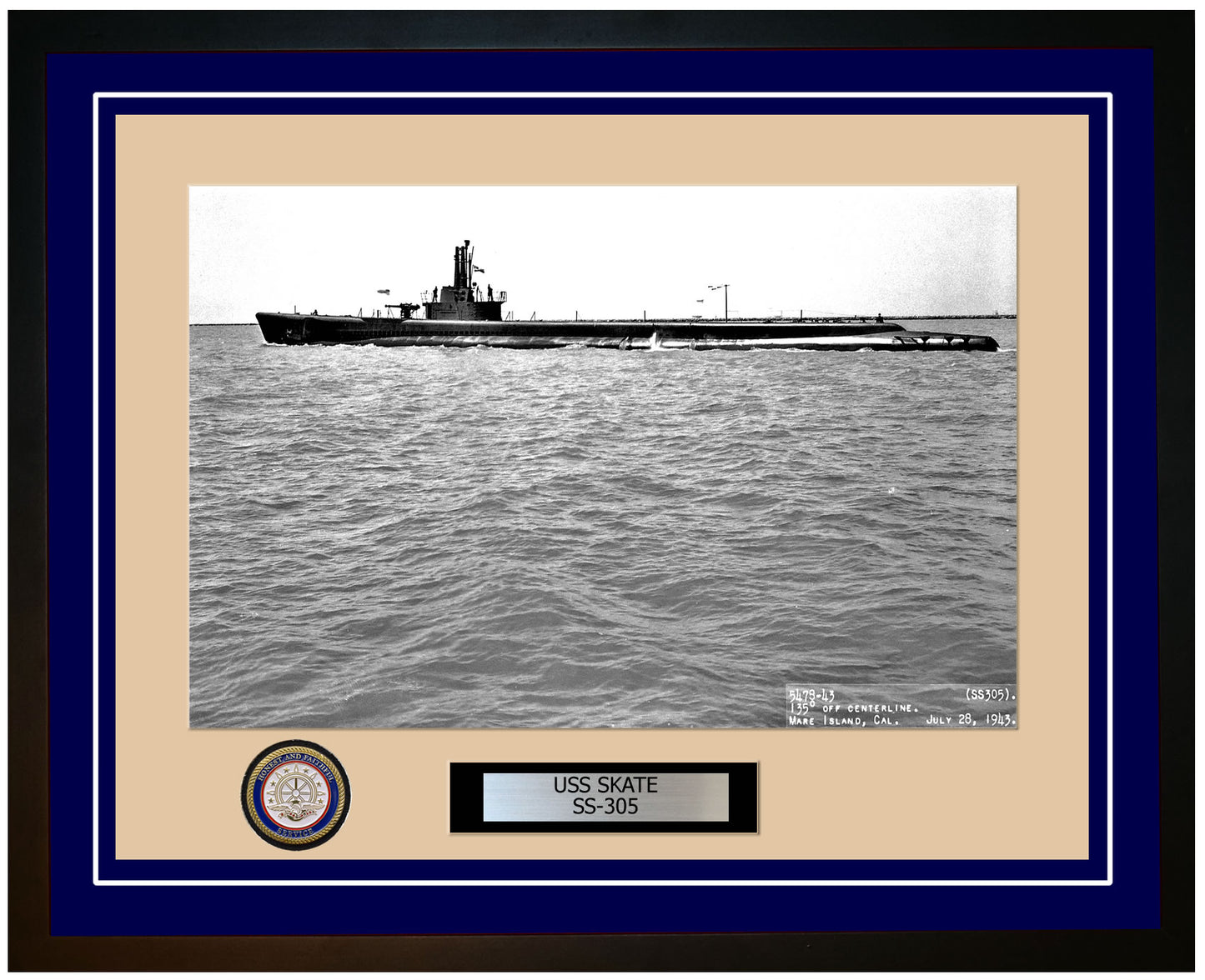 USS Skate SS-305 Framed Navy Ship Photo Blue