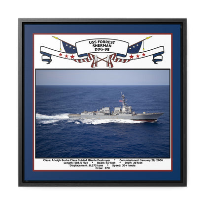 USS Forrest Sherman DDG-98 Navy Floating Frame Photo Front View