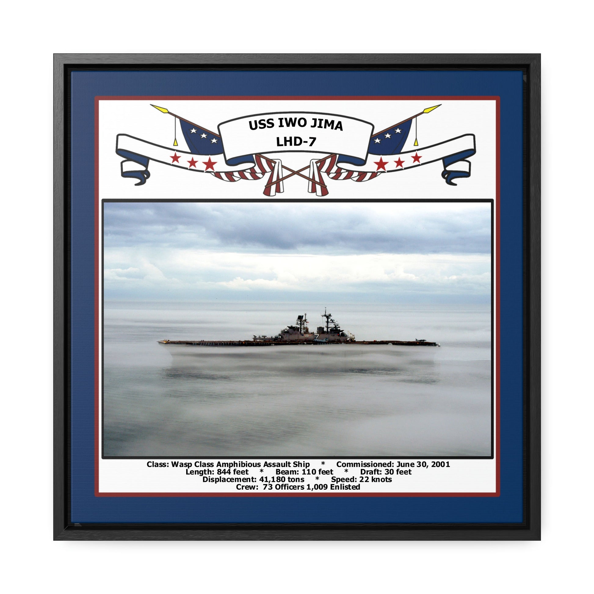 USS Iwo Jima LHD-7 Navy Floating Frame Photo Front View