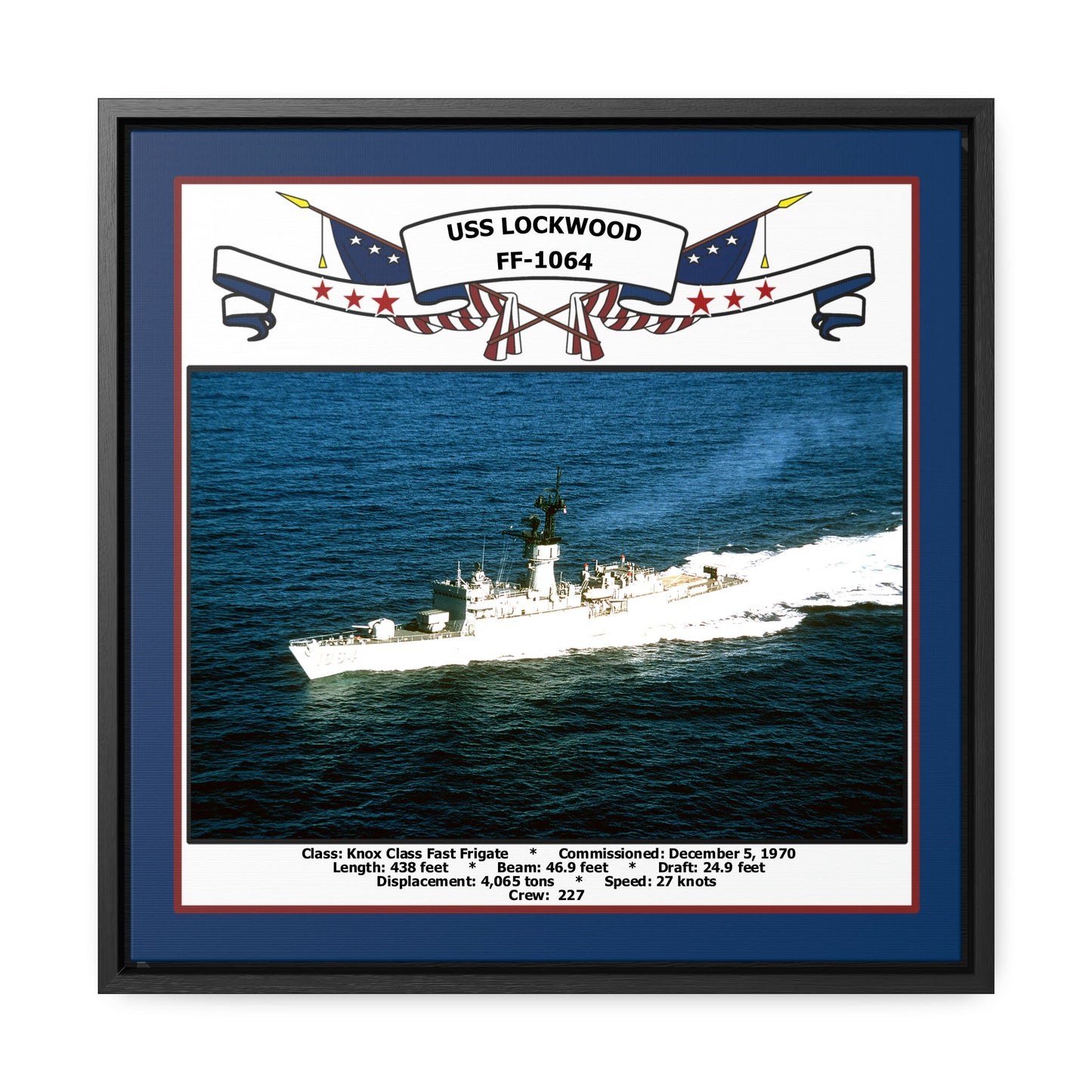 USS Lockwood FF-1064 Navy Floating Frame Photo Front View