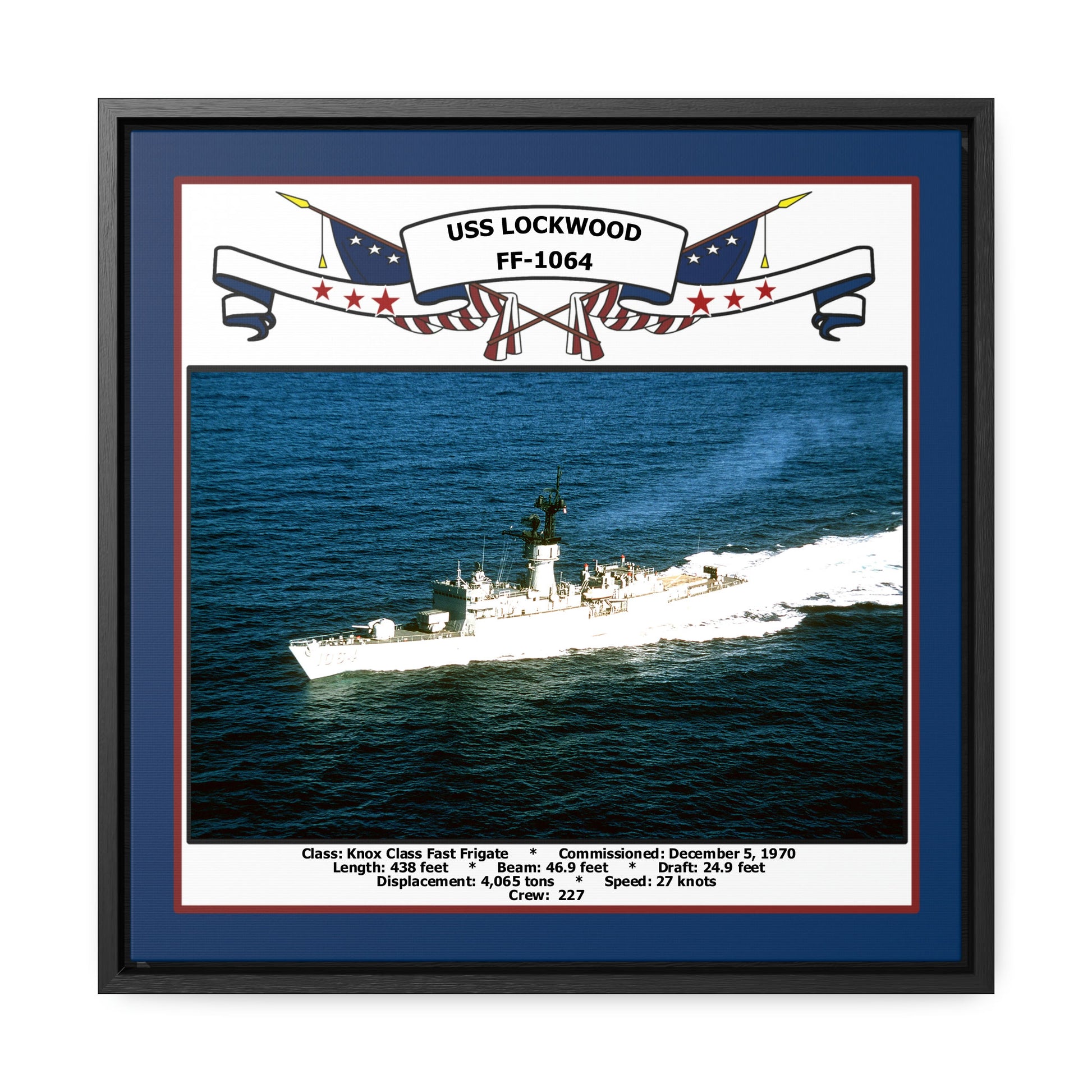 USS Lockwood FF-1064 Navy Floating Frame Photo Front View