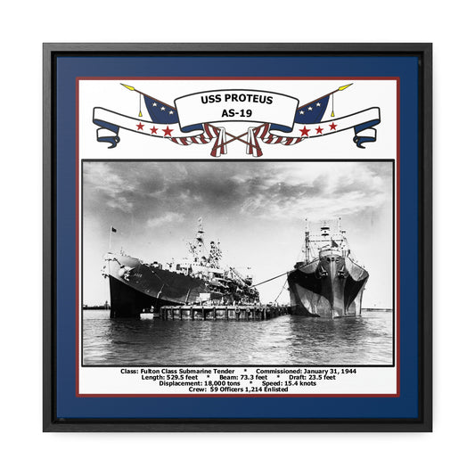 USS Proteus AS-19 Navy Floating Frame Photo Front View