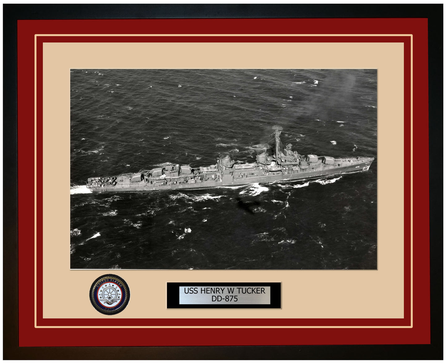 USS HENRY W TUCKER DD-875 Framed Navy Ship Photo Burgundy