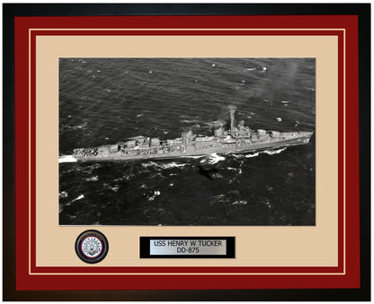 USS HENRY W TUCKER DD-875 Framed Navy Ship Photo Burgundy