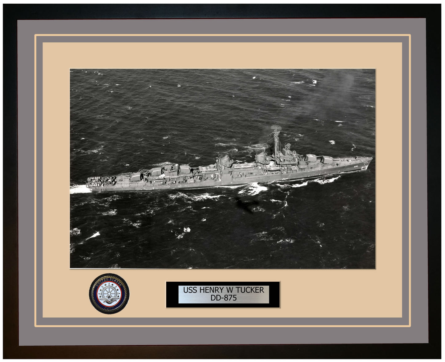 USS HENRY W TUCKER DD-875 Framed Navy Ship Photo Grey