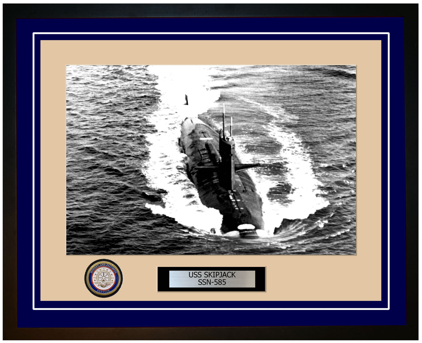 USS Skipjack SSN-585 Framed Navy Ship Photo Blue