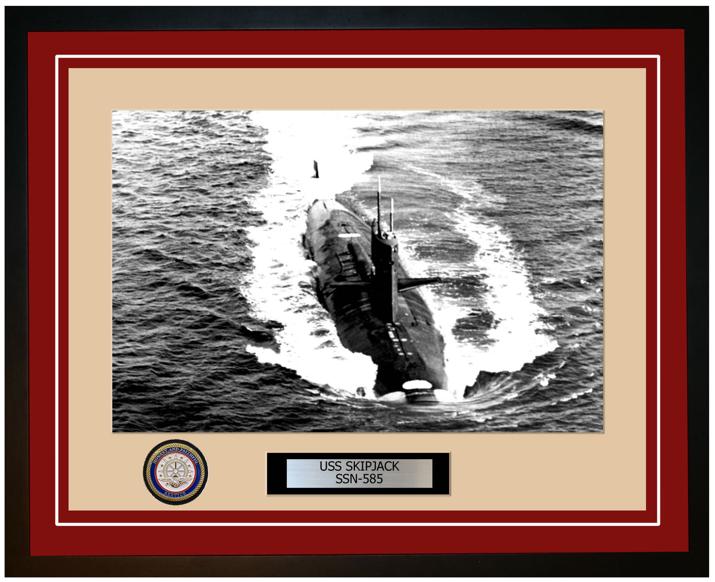 USS Skipjack SSN-585 Framed Navy Ship Photo Burgundy
