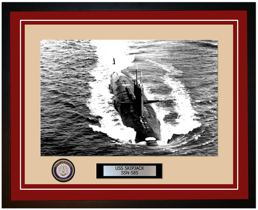 USS Skipjack SSN-585 Framed Navy Ship Photo Burgundy