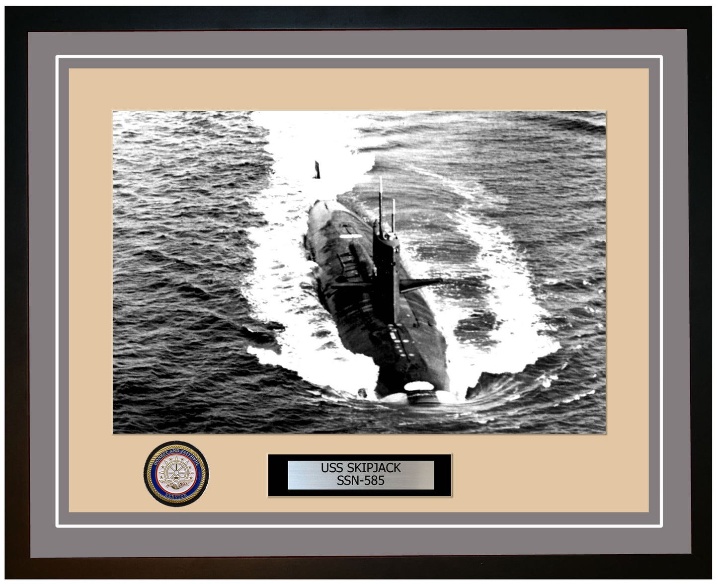 USS Skipjack SSN-585 Framed Navy Ship Photo Grey