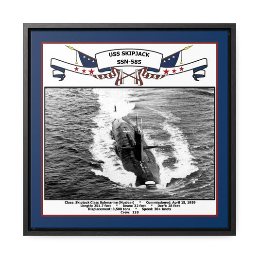 USS Skipjack SSN-585 Navy Floating Frame Photo Front View