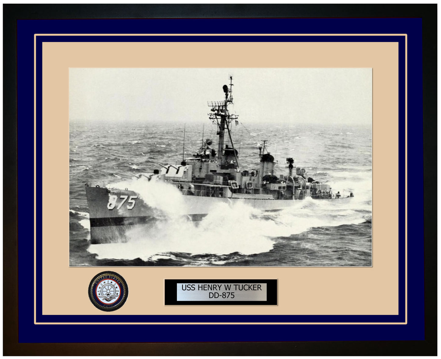 USS HENRY W TUCKER DD-875 Framed Navy Ship Photo Blue