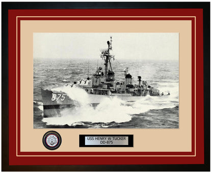 USS HENRY W TUCKER DD-875 Framed Navy Ship Photo Burgundy