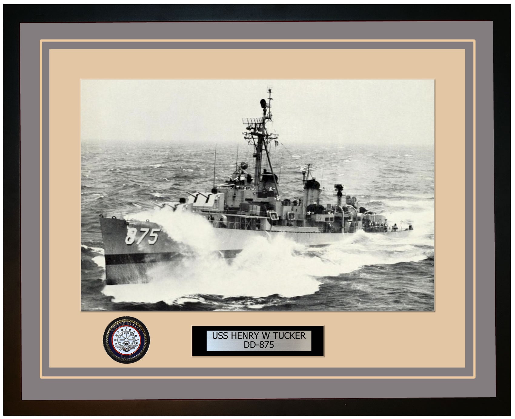 USS HENRY W TUCKER DD-875 Framed Navy Ship Photo Grey