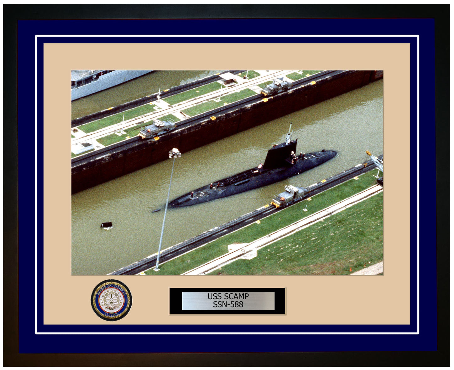 USS Scamp SSN-588 Framed Navy Ship Photo Blue