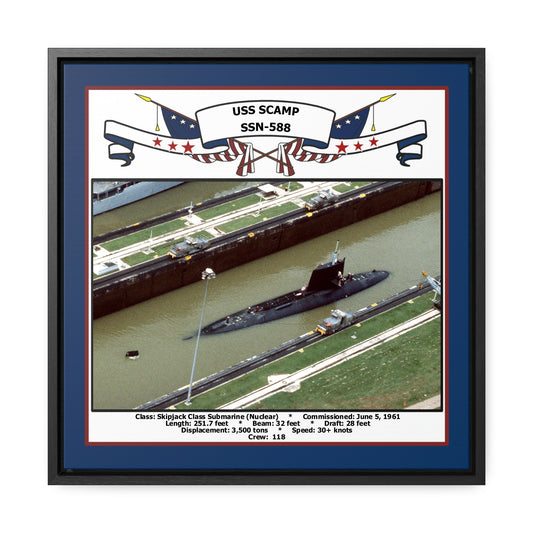 USS Scamp SSN-588 Navy Floating Frame Photo Front View