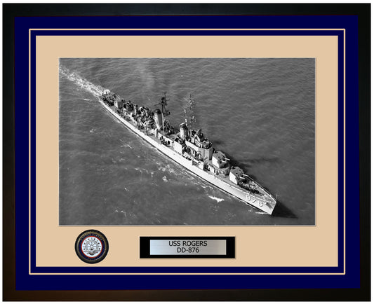 USS ROGERS DD-876 Framed Navy Ship Photo Blue