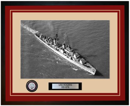 USS ROGERS DD-876 Framed Navy Ship Photo Burgundy