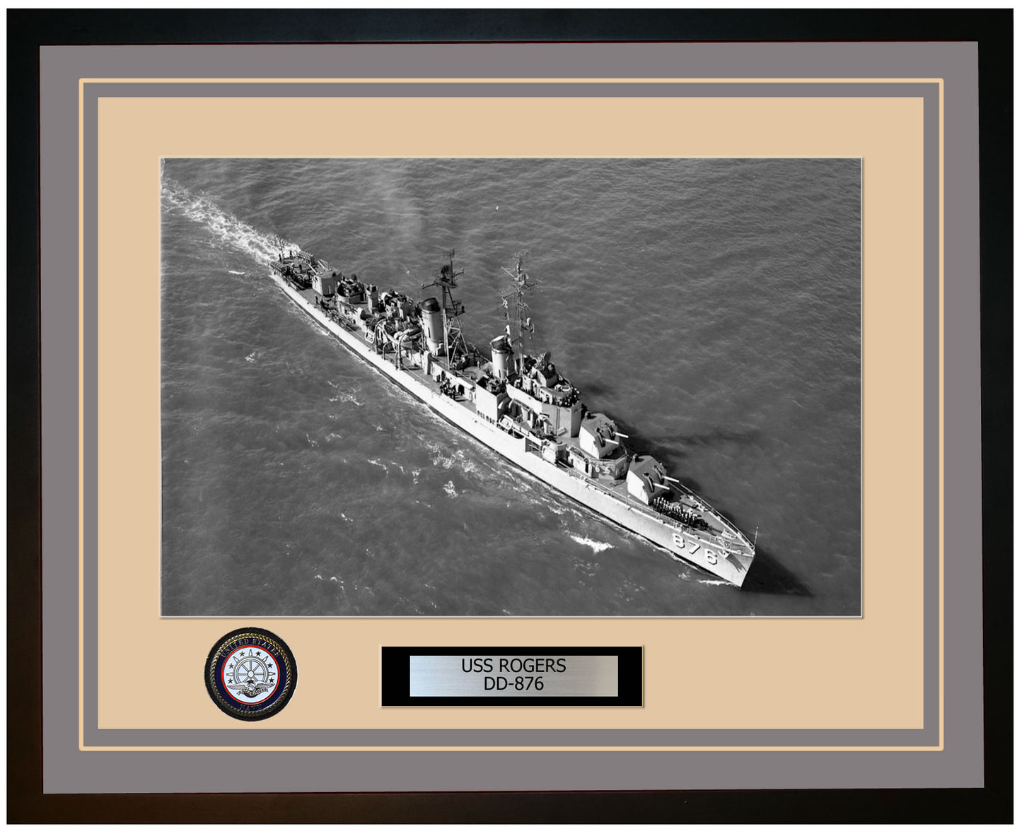 USS ROGERS DD-876 Framed Navy Ship Photo Grey