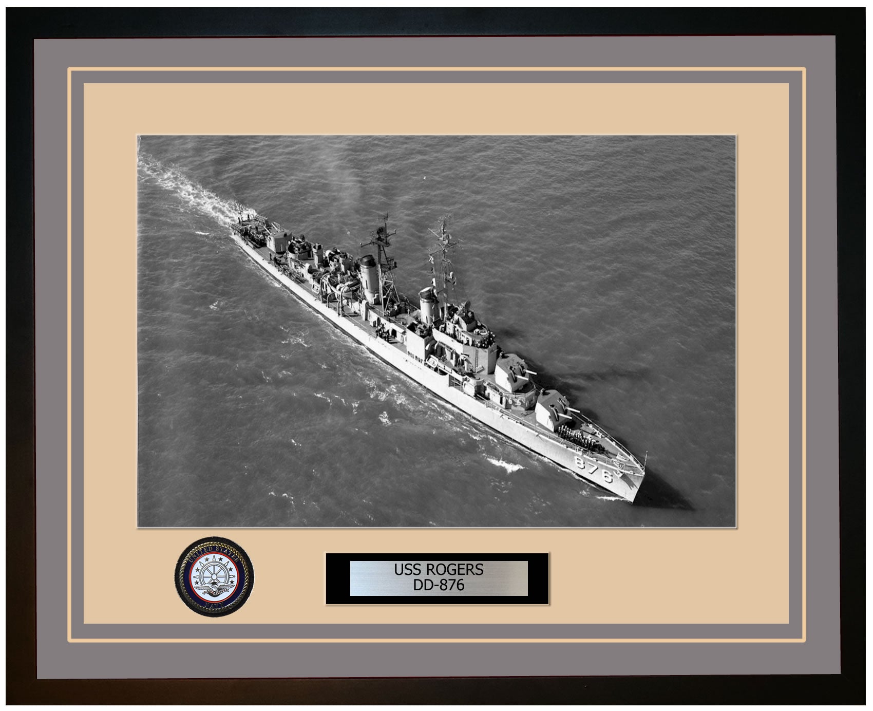 USS ROGERS DD-876 Framed Navy Ship Photo Grey