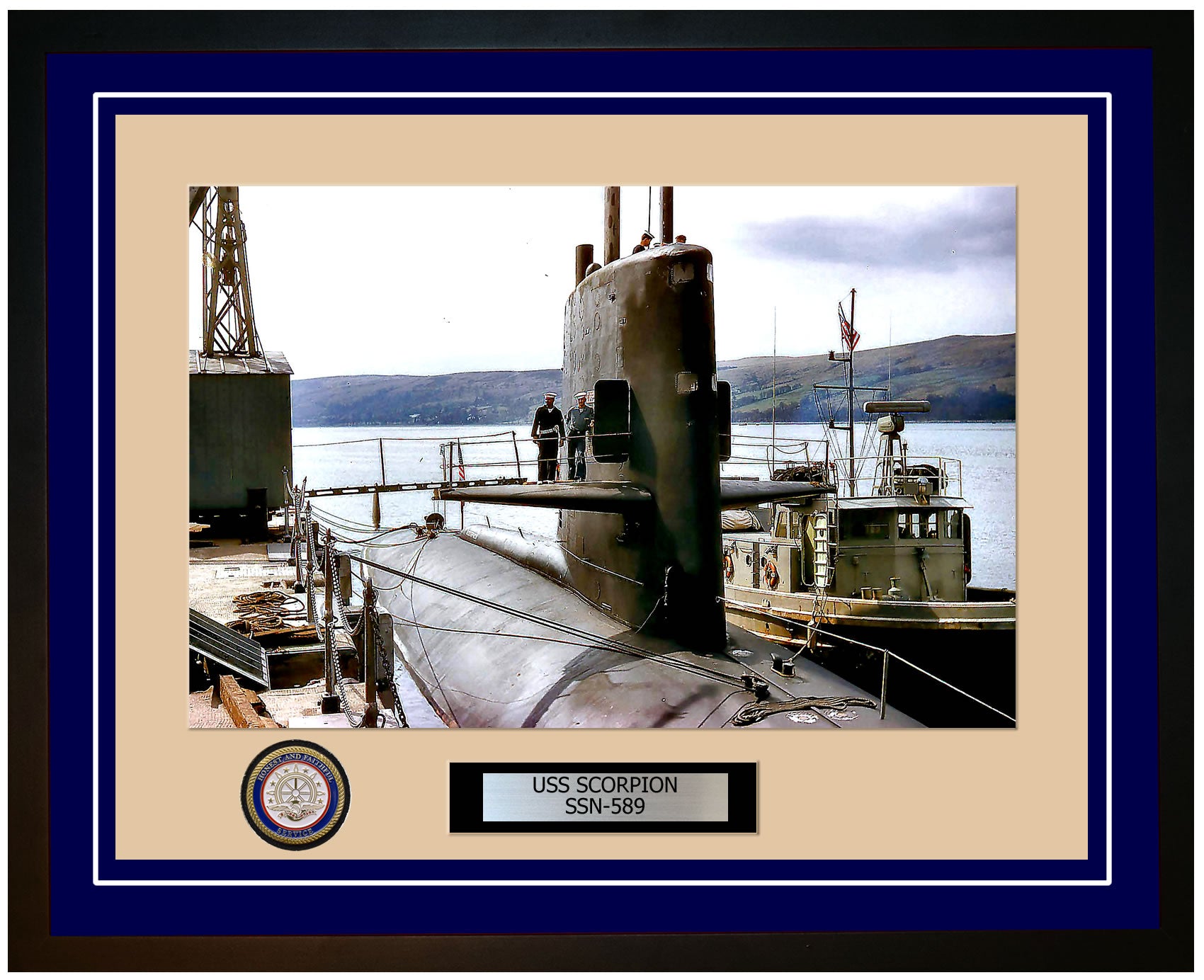 USS Scorpion SSN-589 Framed Navy Ship Photo Blue