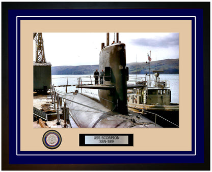 USS Scorpion SSN-589 Framed Navy Ship Photo Blue