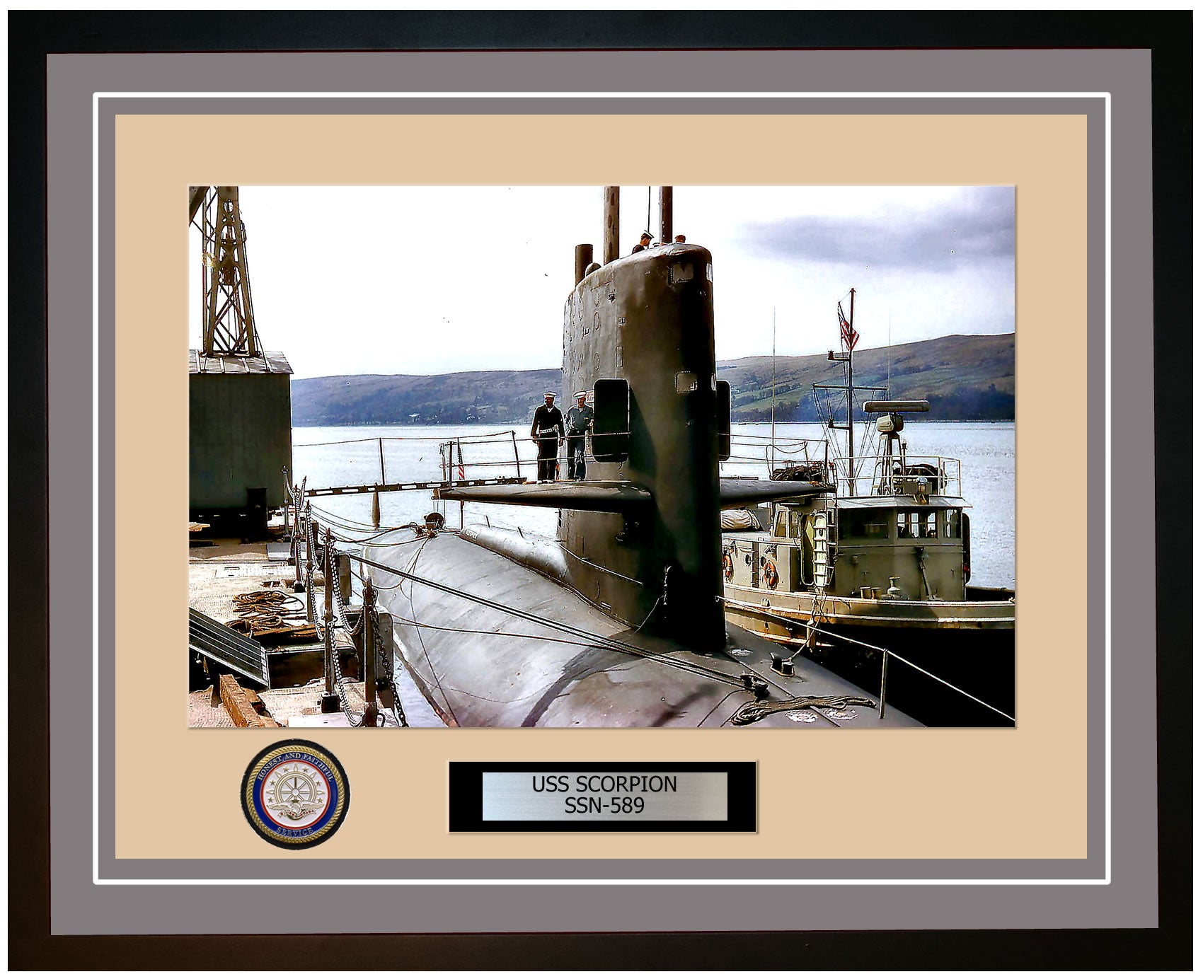 USS Scorpion SSN-589 Framed Navy Ship Photo Grey
