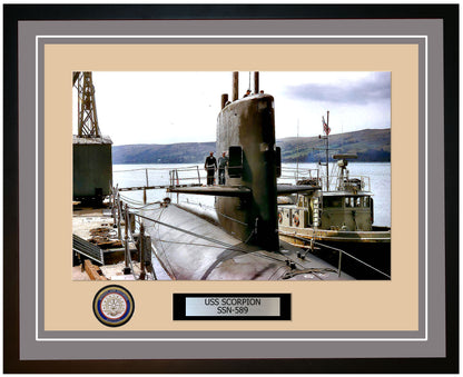 USS Scorpion SSN-589 Framed Navy Ship Photo Grey