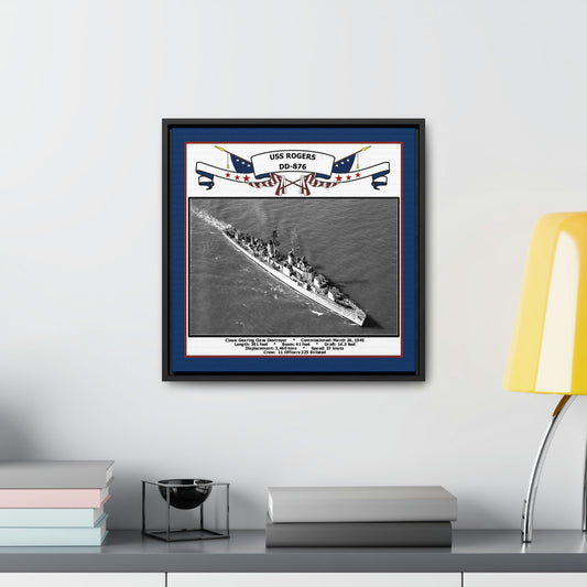 USS Rogers DD-876 Navy Floating Frame Photo Desk View