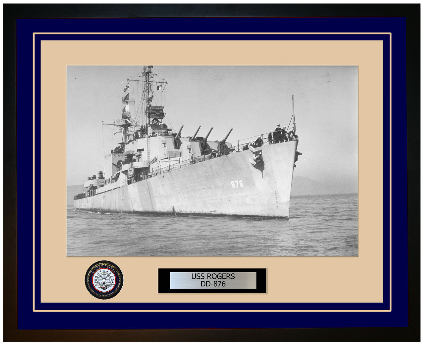 USS ROGERS DD-876 Framed Navy Ship Photo Blue