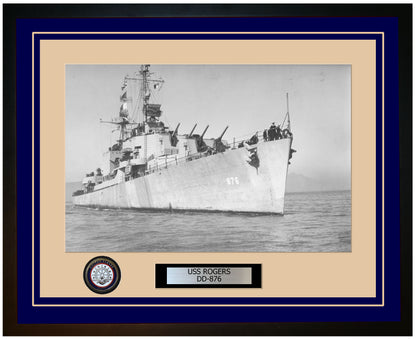 USS ROGERS DD-876 Framed Navy Ship Photo Blue