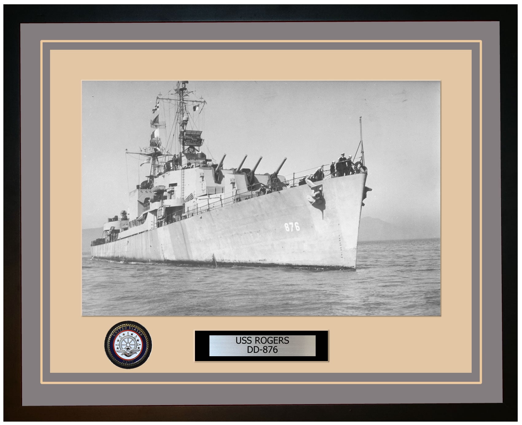 USS ROGERS DD-876 Framed Navy Ship Photo Grey