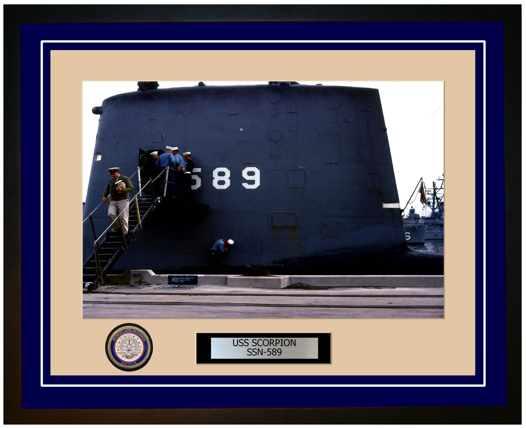USS Scorpion SSN-589 Framed Navy Ship Photo Blue