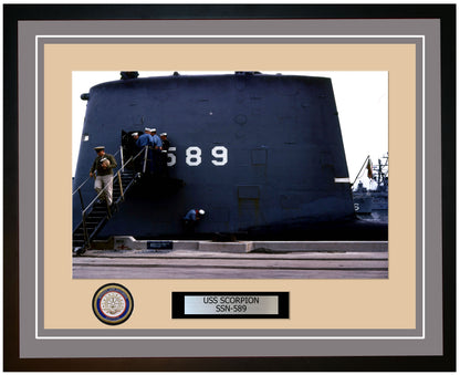USS Scorpion SSN-589 Framed Navy Ship Photo Grey