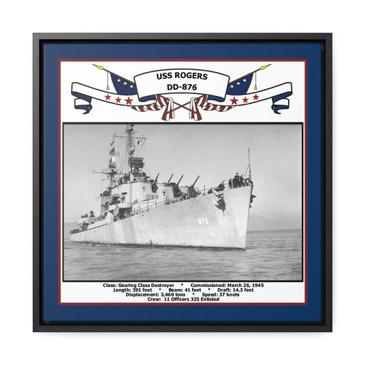 USS Rogers DD-876 Navy Floating Frame Photo Front View