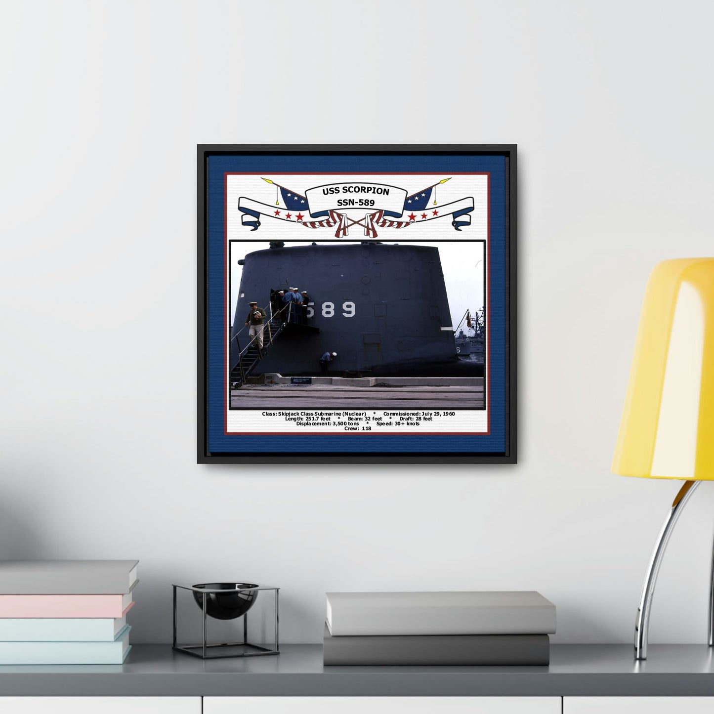 USS Scorpion SSN-589 Navy Floating Frame Photo Desk View