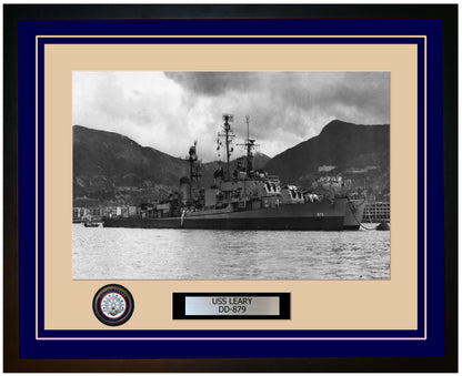 USS LEARY DD-879 Framed Navy Ship Photo Blue