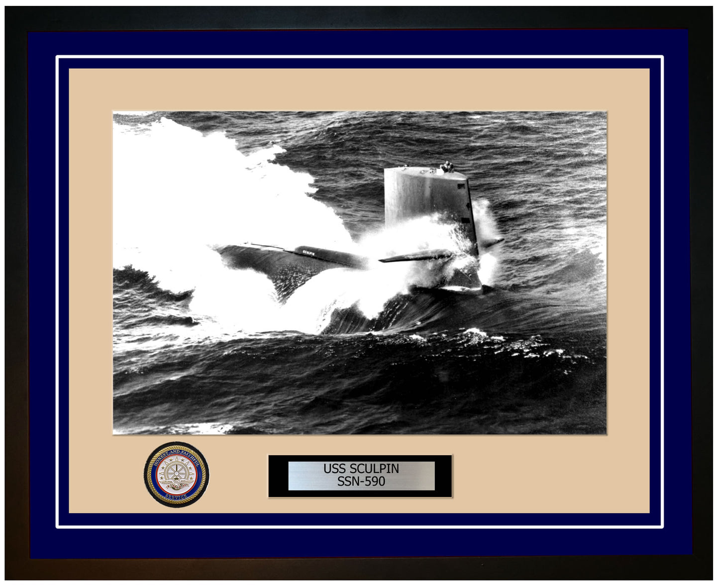 USS Sculpin SSN-590 Framed Navy Ship Photo Blue