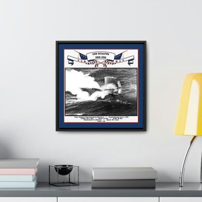 USS Sculpin SSN-590 Navy Floating Frame Photo Desk View