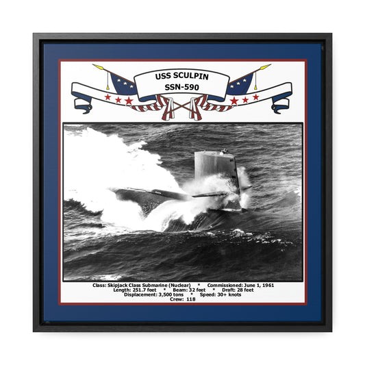 USS Sculpin SSN-590 Navy Floating Frame Photo Front View