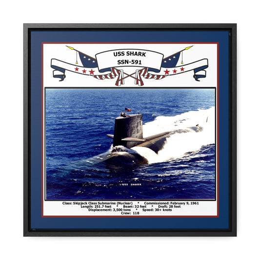 USS Shark SSN-591 Navy Floating Frame Photo Front View