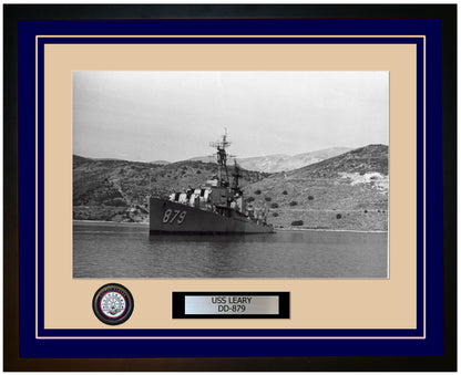 USS LEARY DD-879 Framed Navy Ship Photo Blue