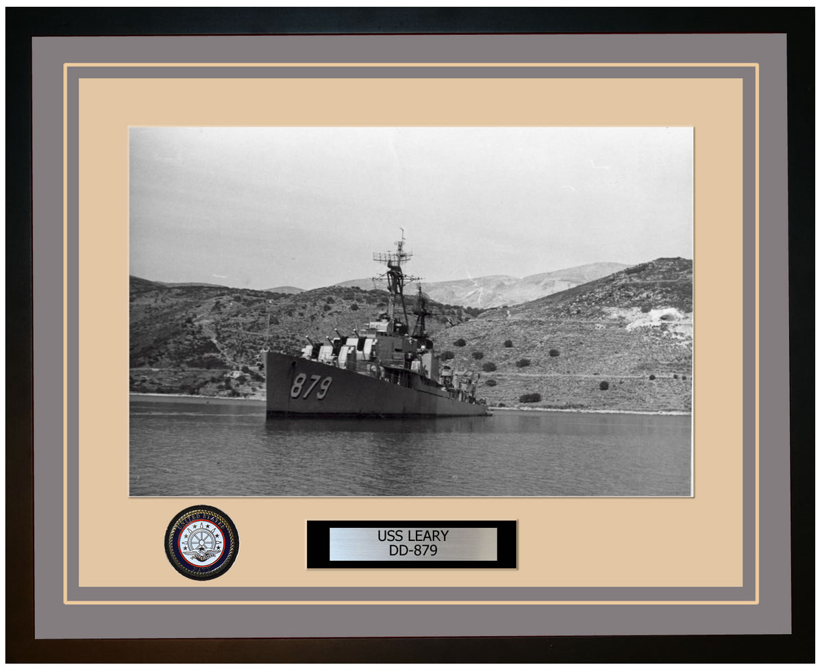 USS LEARY DD-879 Framed Navy Ship Photo Grey