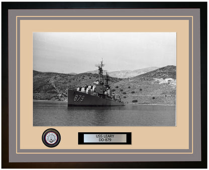 USS LEARY DD-879 Framed Navy Ship Photo Grey