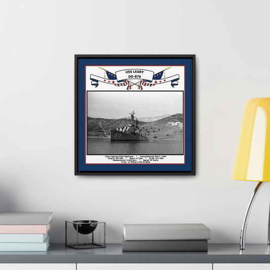 USS Leary DD-879 Navy Floating Frame Photo Desk View