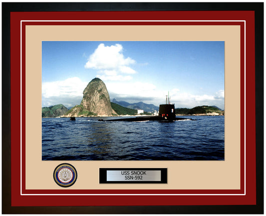 USS Snook SSN-592 Framed Navy Ship Photo Burgundy