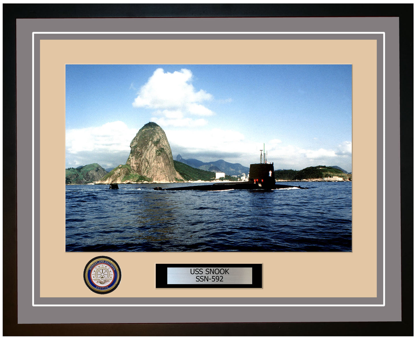 USS Snook SSN-592 Framed Navy Ship Photo Grey