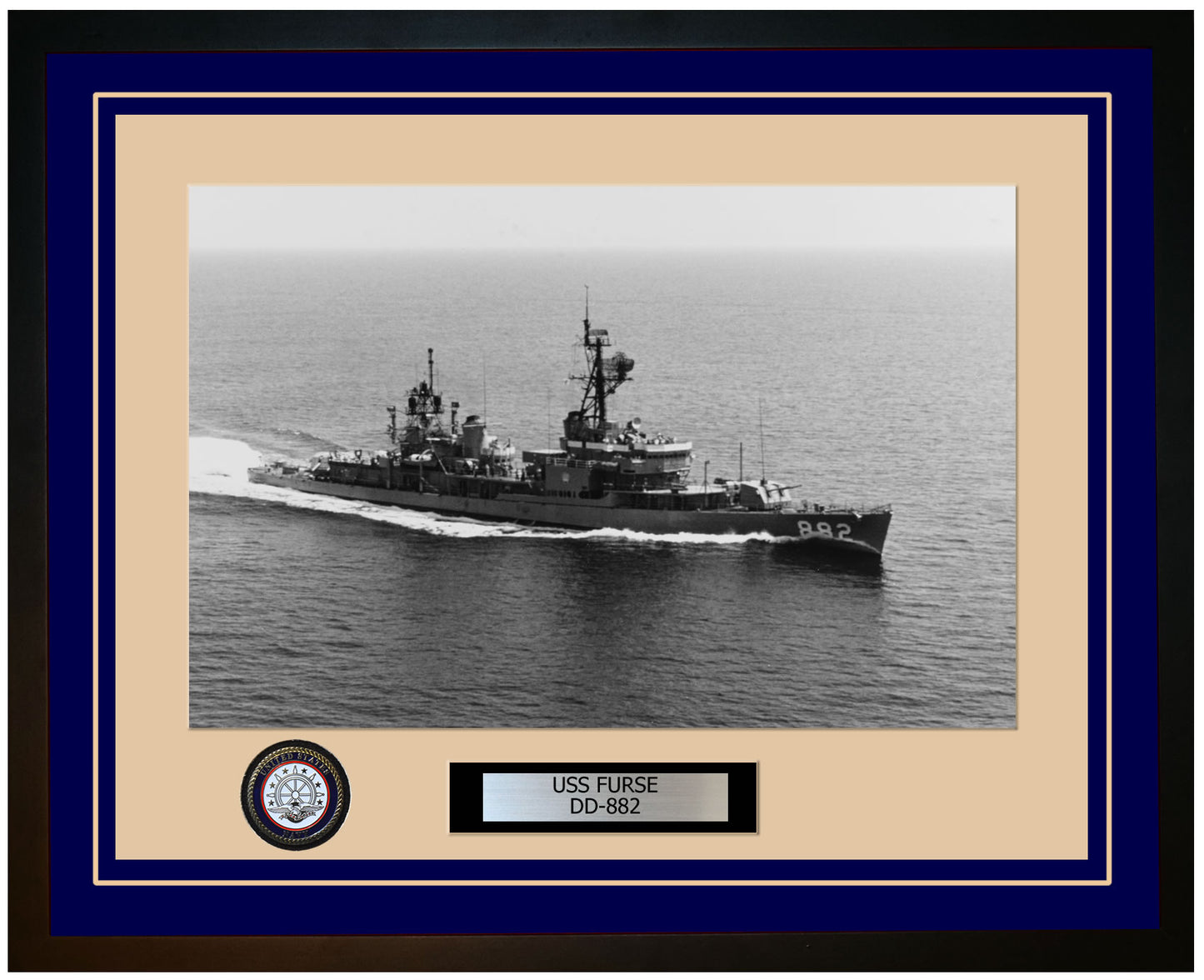 USS FURSE DD-882 Framed Navy Ship Photo Blue