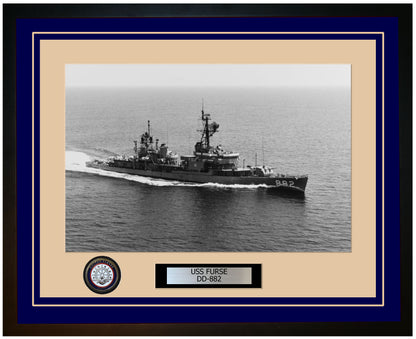 USS FURSE DD-882 Framed Navy Ship Photo Blue